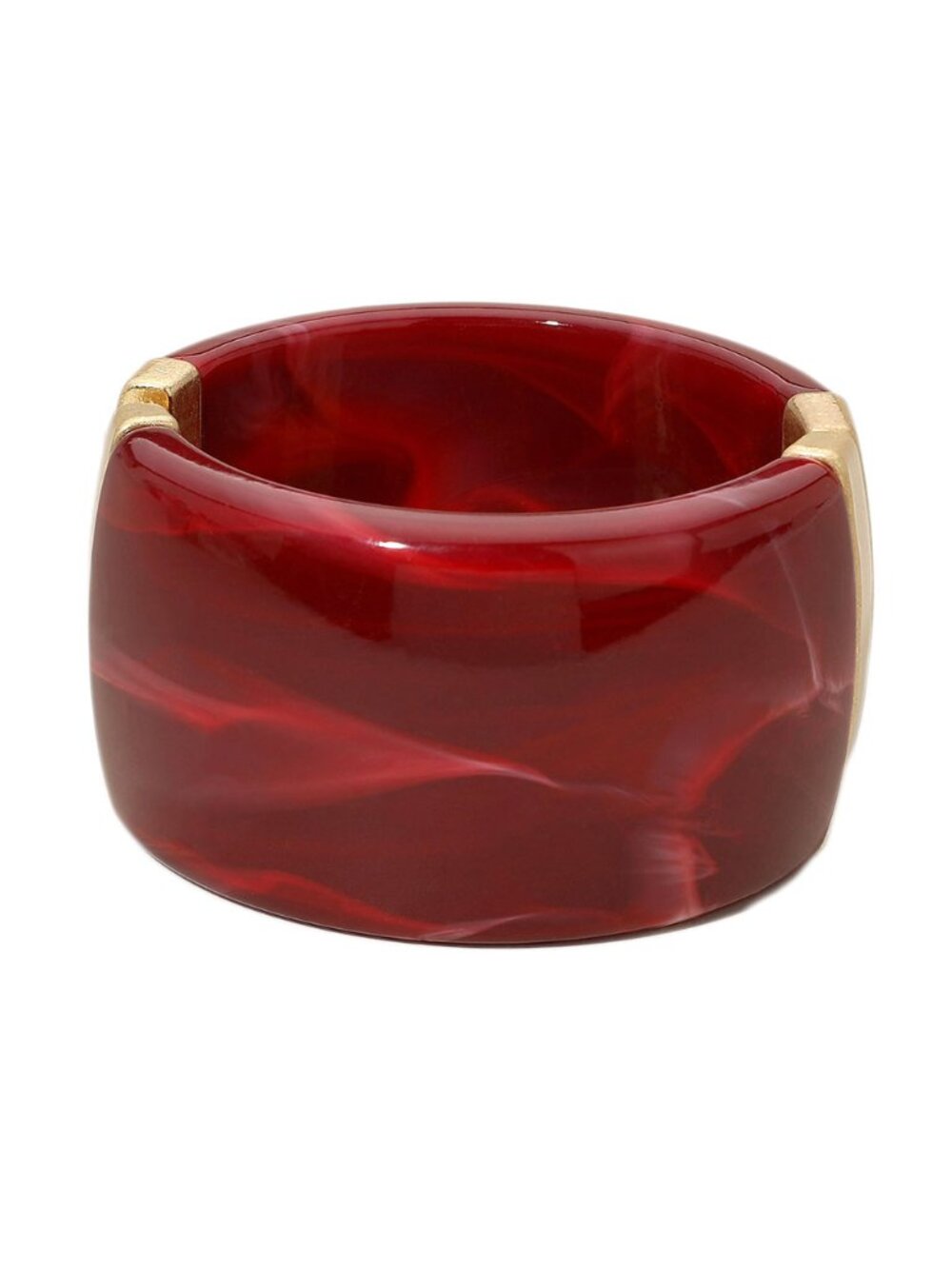 Tigerstars Red Marbled Resin Chunky Hinged Bangle Bracelet